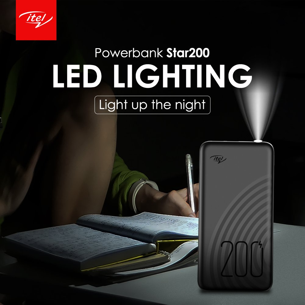 ITEL 20000mAh Fast Charging Bright Torch STAR 200 Mobile Power Bank | HBNG68a