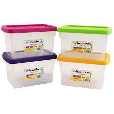 Wham Plastic Storage Boxes 1.5 Litres – 4 Pcs Multicoloured for Homes, Hotels, and Restaurants | TCHG297a